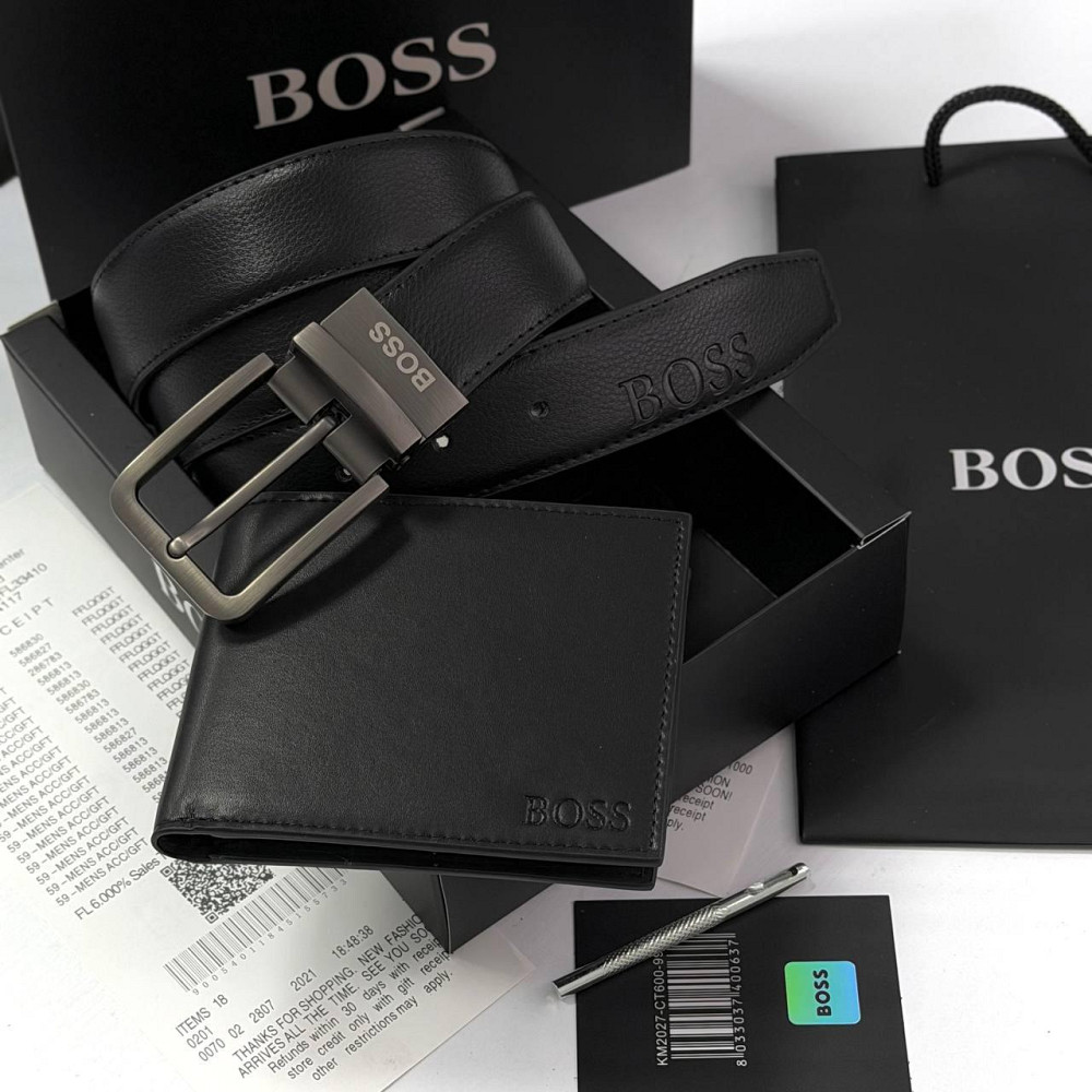 Набор ремень и кошелек на подарок Boss (208) Киев - изображение 3