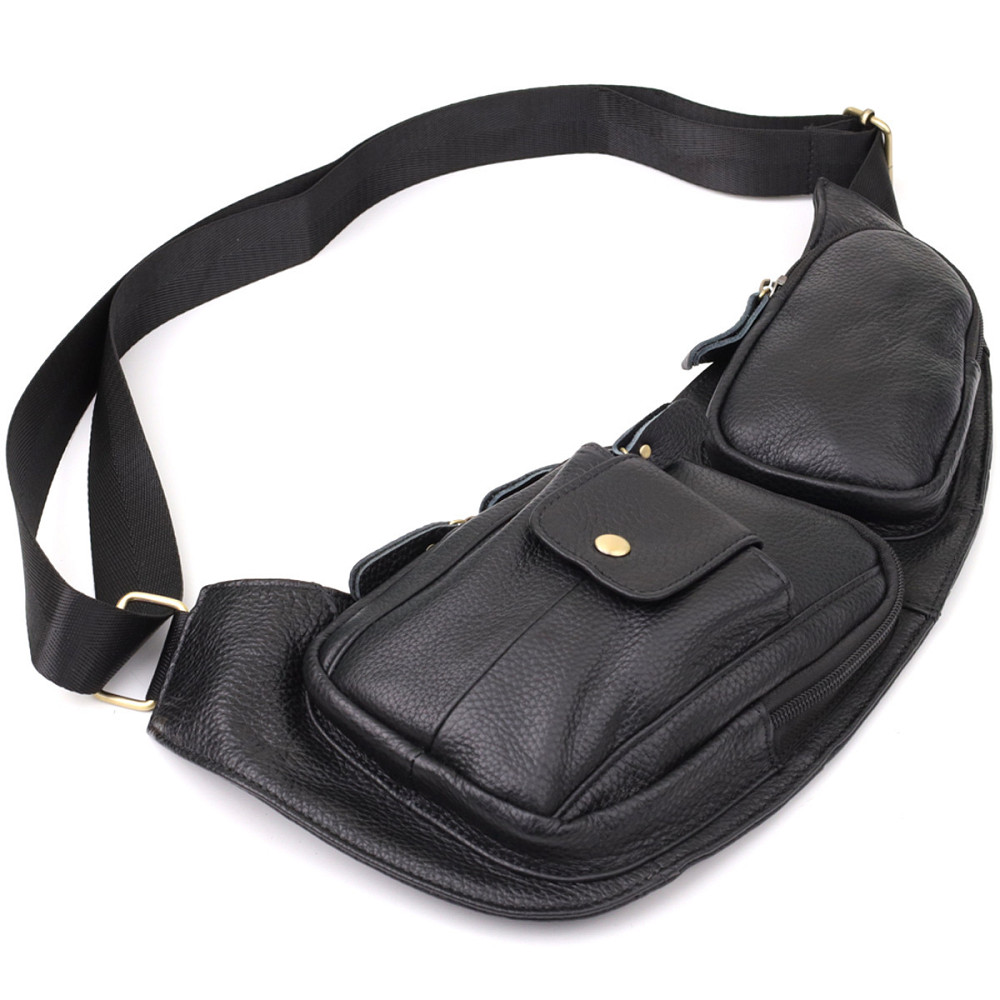 Мужская сумка с большим количеством карманов из натуральной кожи Vintage 22961 Черный Киев - изображение 6