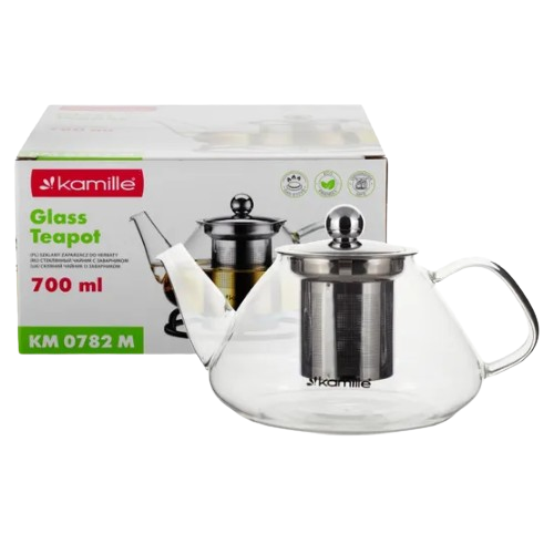 Заварник 700мл зі з'ємним ситечком скло/нержавіюча сталь 0782M KAMILLE Житомир - фото 2