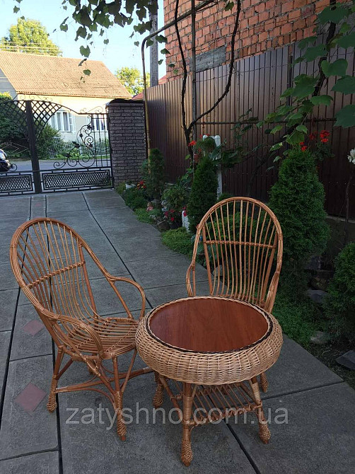 Столик та крісла плетені з лози Київ - фото 2