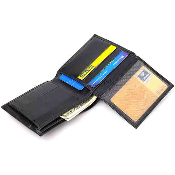 Классическое мужское портмоне из натуральной гладкой кожи CANPELLINI 21786 Черное Киев