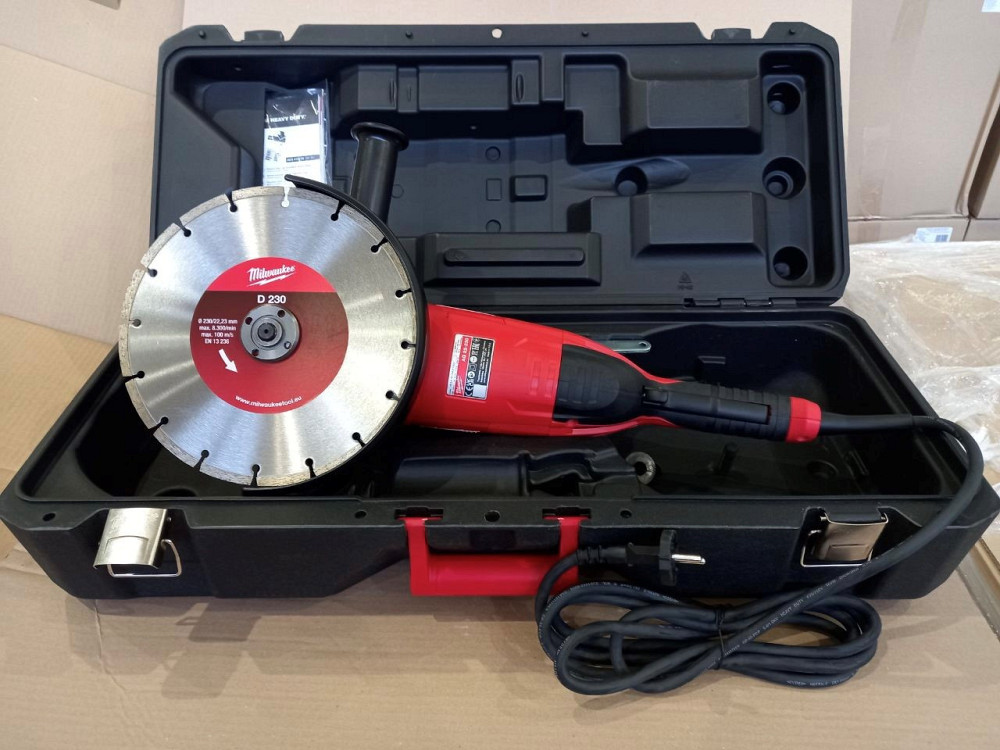 Кутова шліфувальня машина MILWAUKEE 230 мм AG22-230DMS-DSET (+ захисний кожух, бокова рукоятка, фланець, фланцева гайка, кабель, Одеса - фото 3