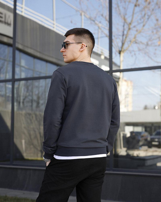 Свитшот мужской однотонный темно-серый Pobedov 001 Киев - изображение 2