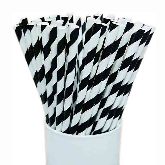 Коктейльні трубочки 25 штук 20 см чорно-білий Київ
