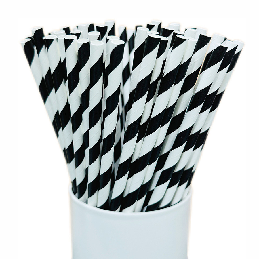 Коктейльні трубочки 25 штук 20 см чорно-білий Київ - фото 1