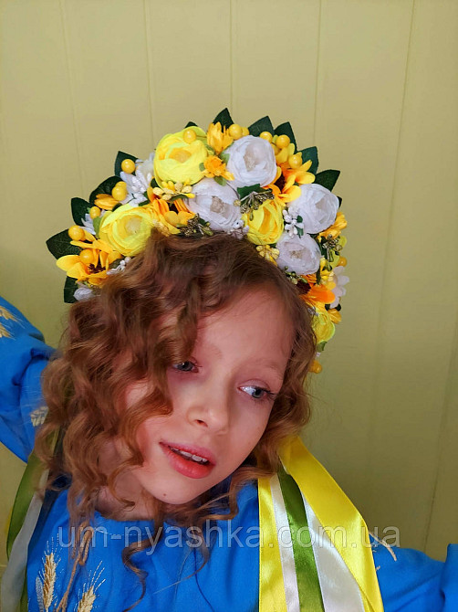 Жовтий віночок Обідок обруч з квітами "Сценічний сердній жовтий" Кривий Ріг - фото 6