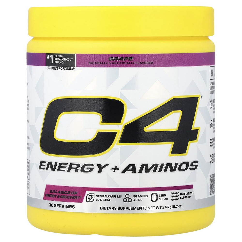 Передтренувальний стимулятор з амінокислотами Cellucor C4 Energy + Aminos 246 g (Grape) Луцьк - фото 1