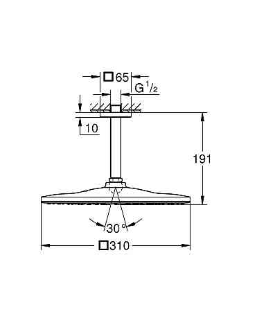 Верхній душ з стельовим кронштейном Grohe Rainshower Mono (26566000) ( 33212 ) Харьков