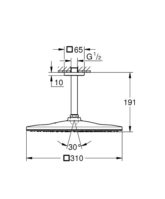 Верхній душ з стельовим кронштейном Grohe Rainshower Mono (26566000) ( 33212 ) Харків - фото 2