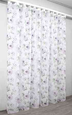 Тюль батист, колекція "Flora" колір білий з бузковим та салатовим 1367т Київ
