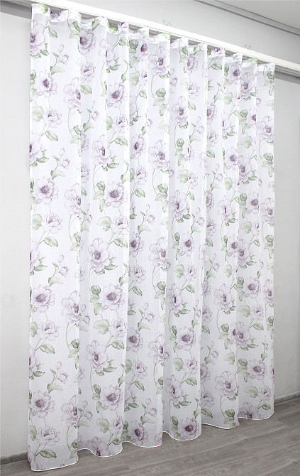 Тюль батист, колекція "Flora" колір білий з бузковим та салатовим 1367т Київ - фото 4