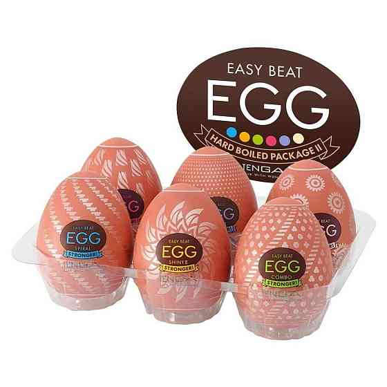 Набір мастурбаторів-яєць Tenga Egg Hard Boilded II Pack (6 яєць), щільний TPE, опукла текстура Sex Aura Київ