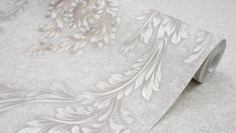 Шпалери метрові вінілові на флізеліні Sintra Classic класика вензелю візерунки структурні бронзові на сірому на білому 520048 Київ - фото 2