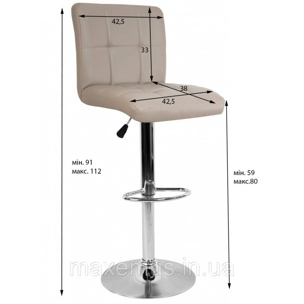 Барный стул для барной стойки хокер с спинкой на кухню кресло барное Hoker экокожа Bonro BC-0106 бел Львов - изображение 6