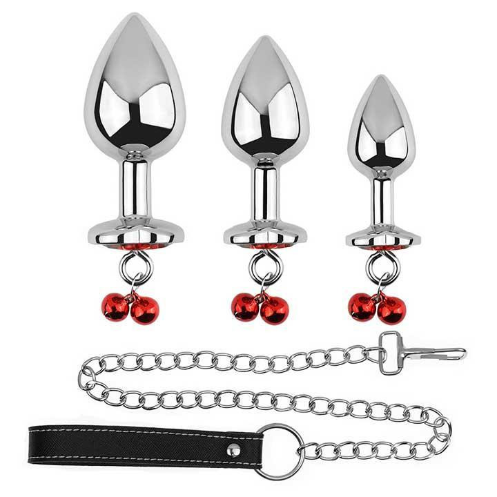 Набір металевих анальних пробок з повідцем і сердечком Art of Sex Metal Anal Plug - Анальні іграшки Вінниця - фото 1