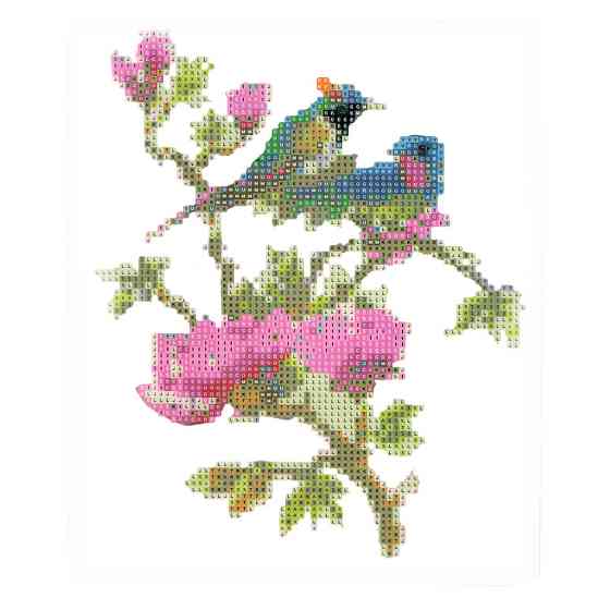 Алмазна мозаїка "Магнолія з пташками" 189772 картон, неповна викладка 21х25 см Вінниця