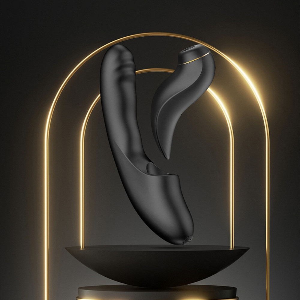 Вибратор 2-в-1 с фрикциями, вакуумом и подогревом BeYourLover FATIMA APP, черный, 19,2 × 6 см Sex Aura Киев - изображение 7