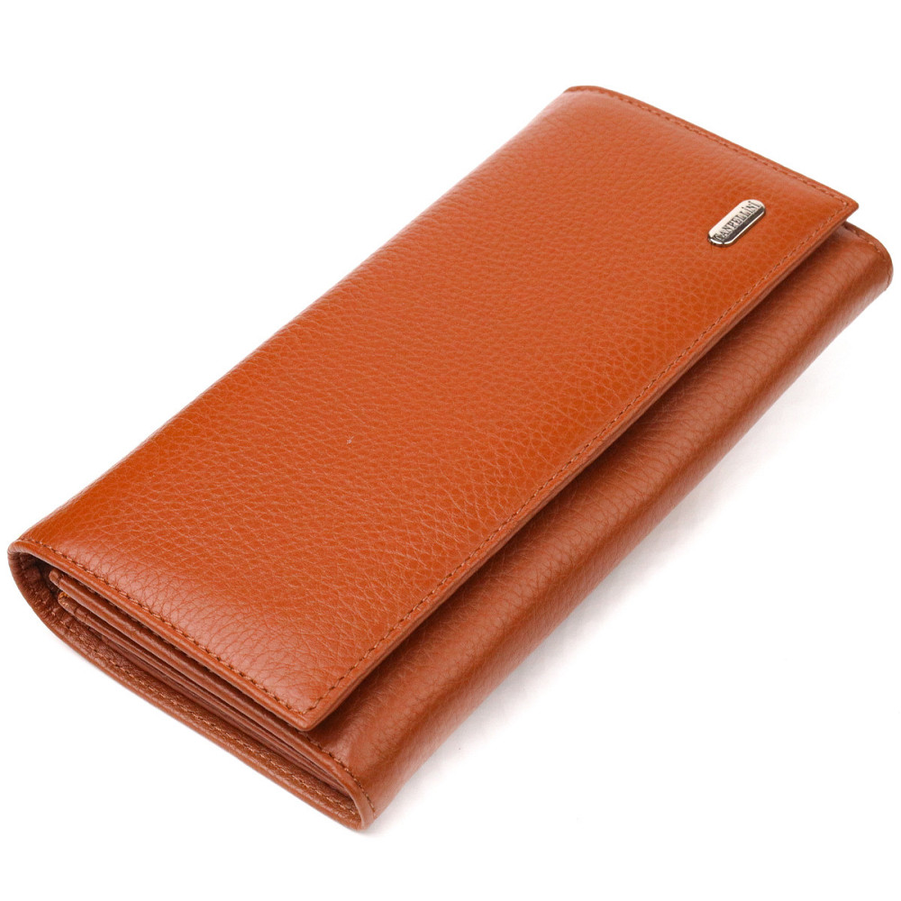 Вместительное женское портмоне с монетницей из натуральной кожи Светло-коричневое (CANPELLINI) Киев - изображение 5