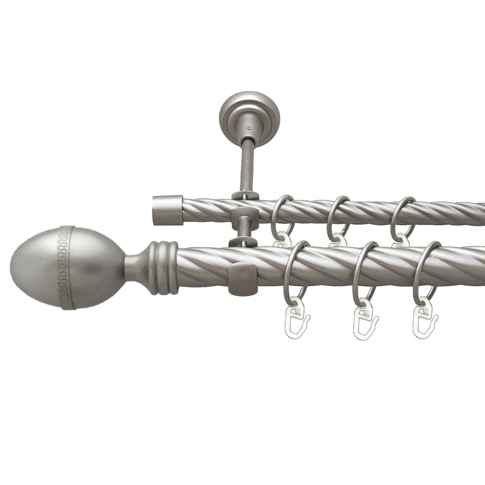 Карниз Orvit Фарже металевий дворядний відкритий скручена труба кільце металеве Сатин 25\16 мм 200 см Львов - изображение 1