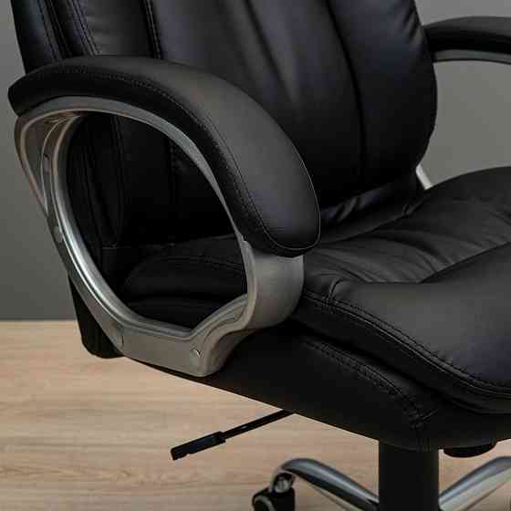 Офісне крісло керівника Elite ProDesign Хром MultiBlock М-3 Екошкіра Black (Прогумовані колеса) Днепр