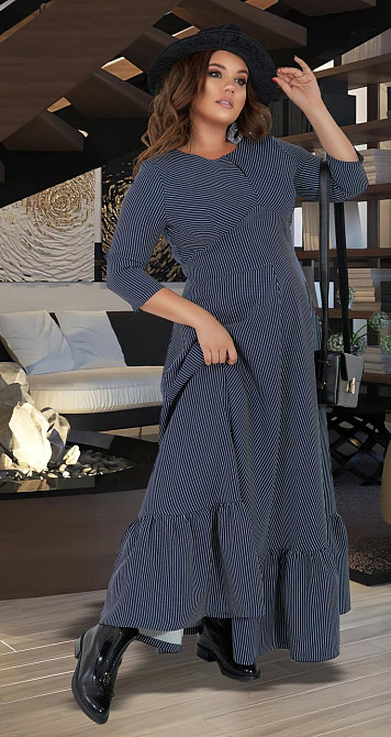 Плаття з оборкою в смужку (42) Київ - фото 1