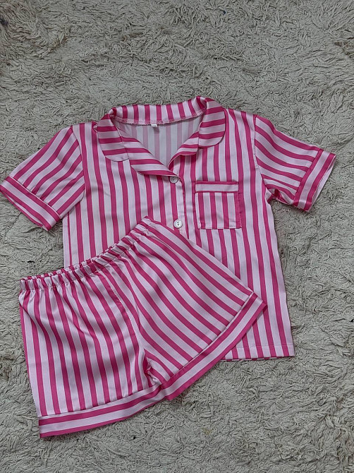 Дитяча піжамка із сатину шорти з сорочкою Малиново-рожевий р.154-158 Харків - фото 1