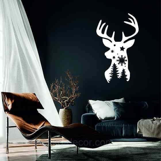 Декоративное настенное Панно «Олень», Декор на стену 70*42 см, Белый Киев