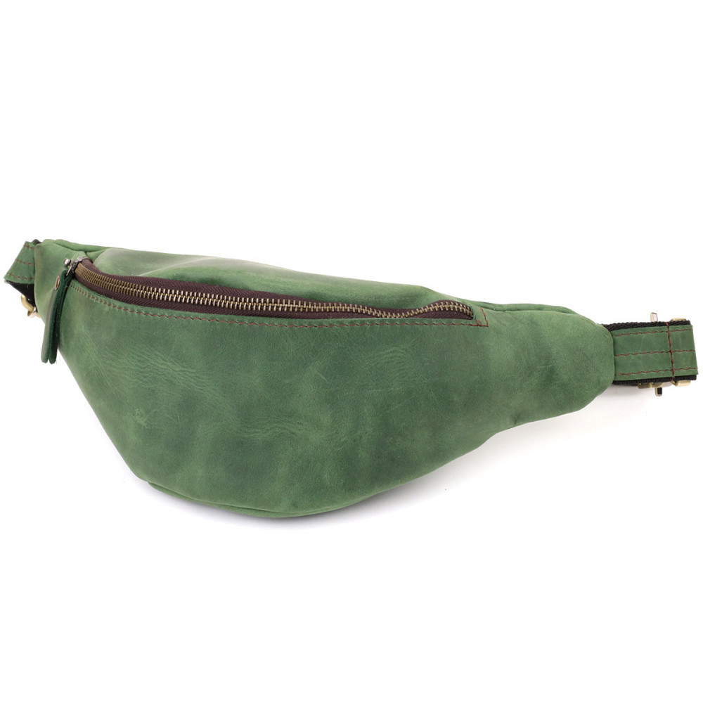 Стильная мужская бананка отменного качества из винтажной натуральной кожи Shvigel 23142 Зеленый Киев - изображение 1