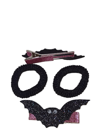 Набір 2 шпильки з кажаном 2 резинки для волос на Хелловін чорний Київ