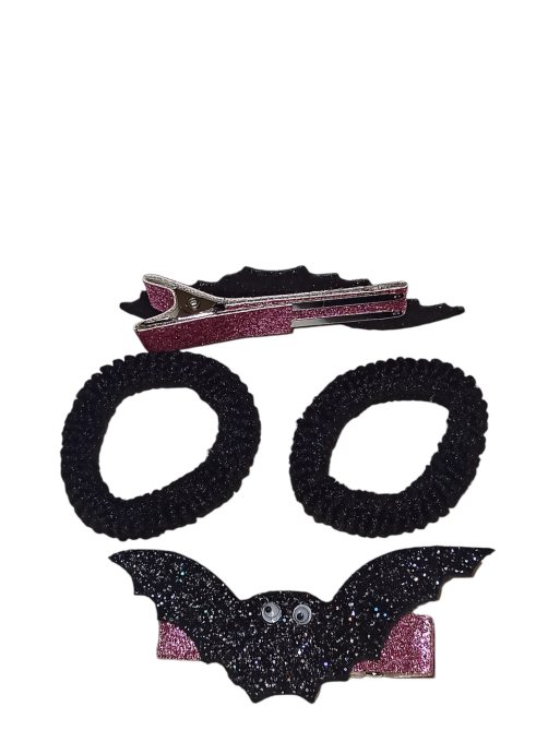 Набір 2 шпильки з кажаном 2 резинки для волос на Хелловін чорний Київ - фото 3