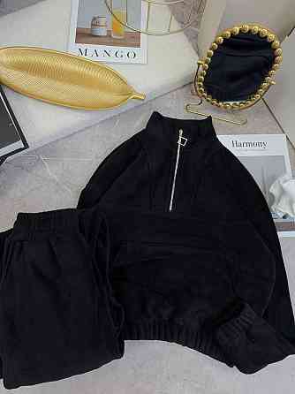 Женский теплый прогулочный костюм двойка из двухстороннего флиса Черный, 42/46 Одесса