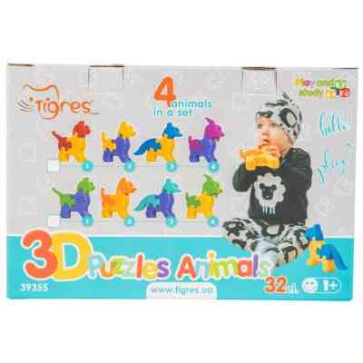 Розвиваюча іграшка Tigres 3D пазли Тваринки - 4 шт, 32 елемента (39355) Вінниця