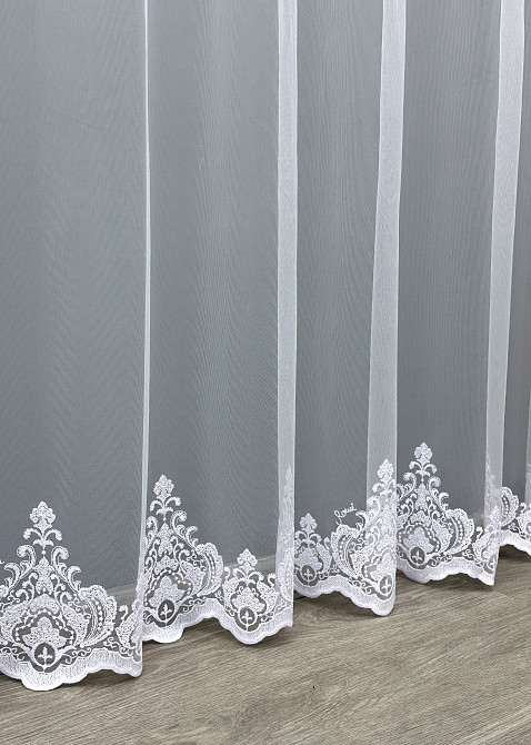 Тюль VR-Textil 1844т Фатин з вишивкою та люрексом Холодний білий 350х270 см (42-0950) Київ - фото 7