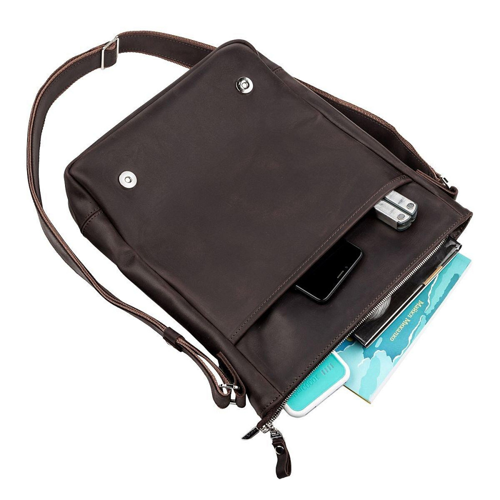 Сумка чоловіча з вінтажної шкіри Коричнева (SHVIGEL) Київ - фото 2