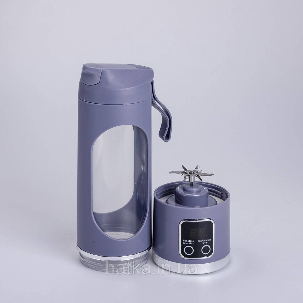Портативний блендер для смузі на акумуляторі 450 мл блендер пляшка 25 Вт USB Сірий Київ - фото 5