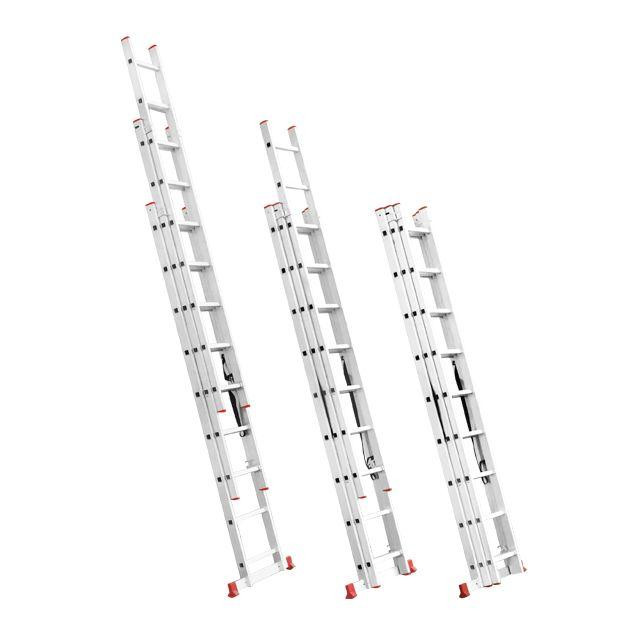 Драбина алюмінієва, 3‑секційна універсальна розкладна, 3×9 сход., 5,93 м, 150 кг INTERTOOL LT-0309 Киев - изображение 7