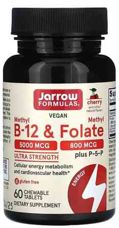 Метилфолат і метил B-12 Jarrow Formulas Methyl B-12 & Methyl Folate 60 лед вишня Київ
