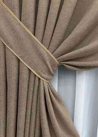Комплект готових штор VR-Textil Льон Мішковина № 1921ш Капучино 150х270 см 2 шт (33-0996) Київ