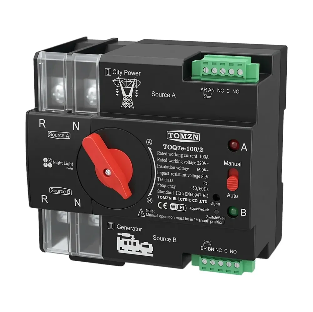 Автоматичний перемикач (АВР) під DIN-рейку з Wi-Fi TOMZN TOQ7e-100/2P 100A 2 полюси (51-00119) Київ - фото 7