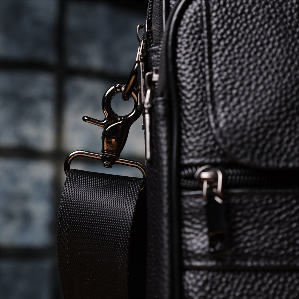 Чоловіча сумка з ручкою для перенесення в руці з натуральної шкіри Vintage 23026 Чорний Київ - фото 2