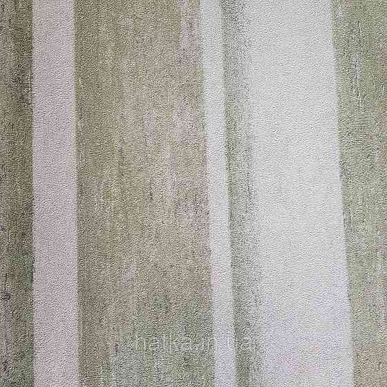 Шпалери вінілові на флізелін Rasch Linares 0.53х10 смуги широкі ефект потертості зелені білі 617771 Київ