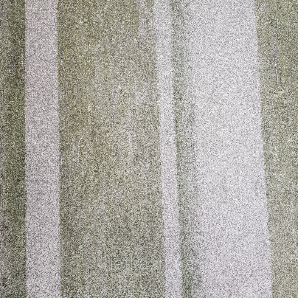 Шпалери вінілові на флізелін Rasch Linares 0.53х10 смуги широкі ефект потертості зелені білі 617771 Київ - фото 1