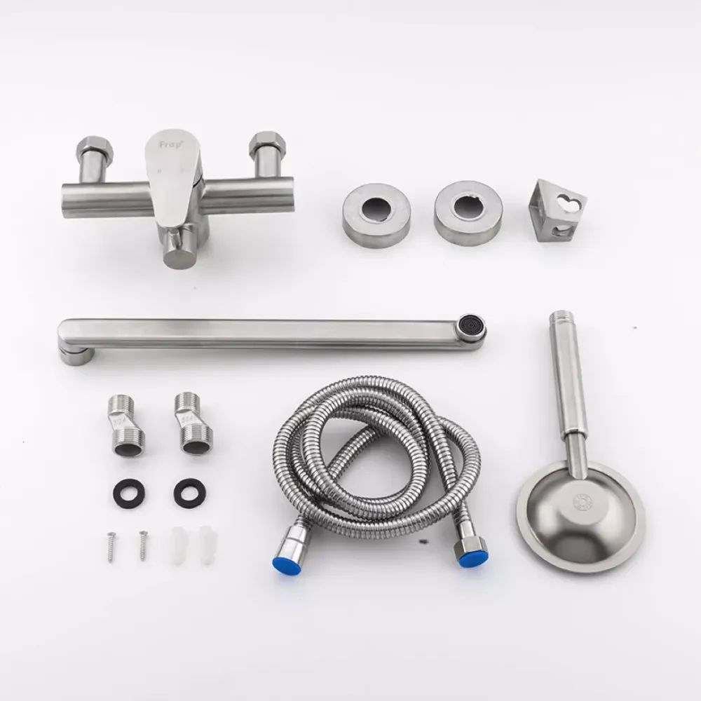 Смеситель для ванны с душевым гарнитуром Frap H48 F2248 нержавеющая сталь Киев - изображение 6