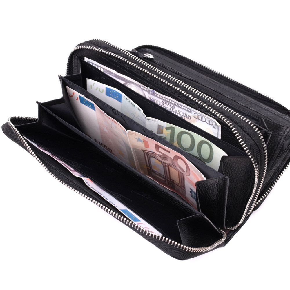 Мужской клатч на два отделения из натуральной кожи ST Leather 22531 Черный Киев - изображение 7