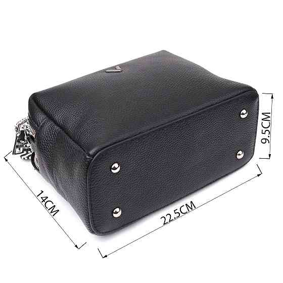 Жіноча сумка на два відділення з натуральної шкіри Vintage 22919 Чорний Київ