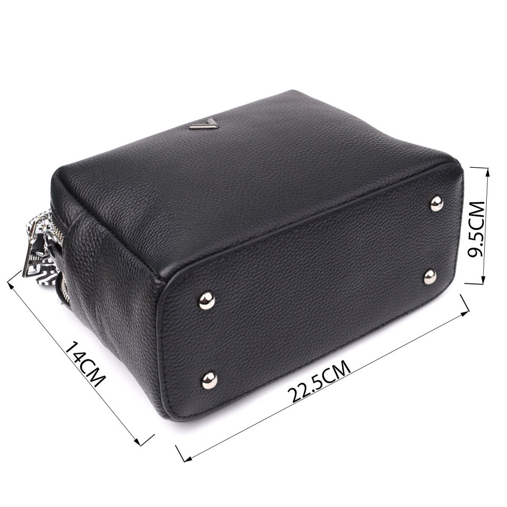 Жіноча сумка на два відділення з натуральної шкіри Vintage 22919 Чорний Київ - фото 3