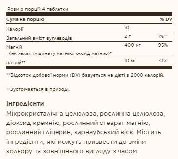 Chelated Magnesium - 250 tabs Луцьк