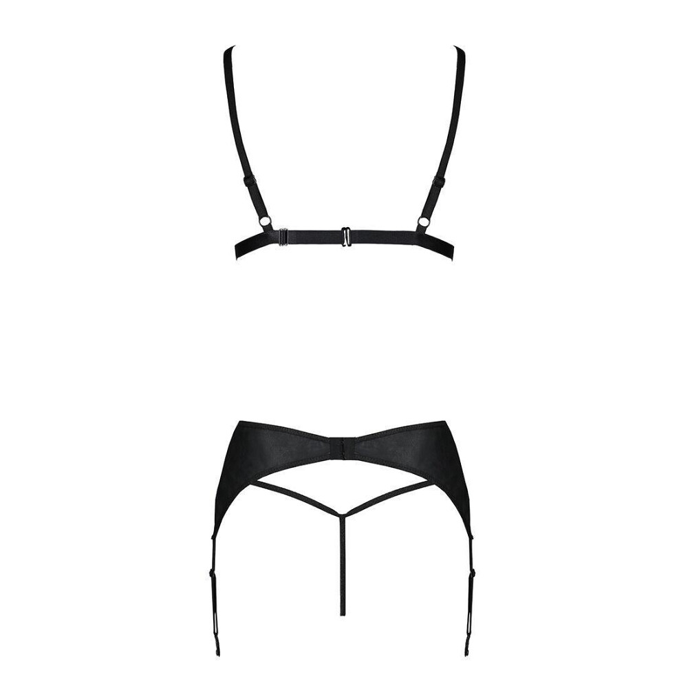 Комплект з екошкіри Passion MILEY SET XXL/XXXL, black, трусики, бюстгальтер, пояс для панчіх Sex Aura Київ - фото 4