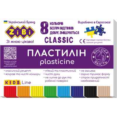 Пластилін ZiBi Classic 8 кольорів 160 г (ZB.6231) Вінниця