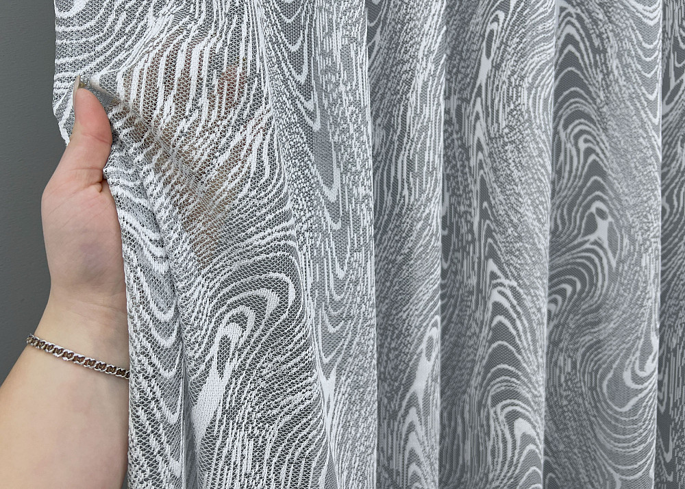 Тюль VR-Textil 1975т Жакард Сірий з білим 400х270 см (42-1001) Київ - фото 5